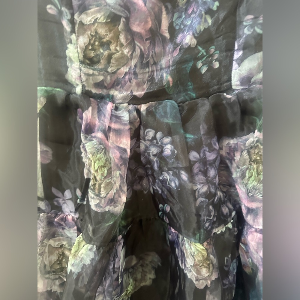 Lulus Exceptional Fate Black Floral Organza Puff Sleeve Mini Dress women’s S - Picture 8 of 9